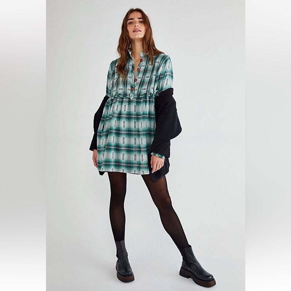 Free People Redwood Flannel Mini Dress Size S